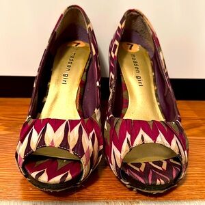 Womens Madden Girl KONGGO High Heel Shoes, Purple, Green, Beige & Brown print.